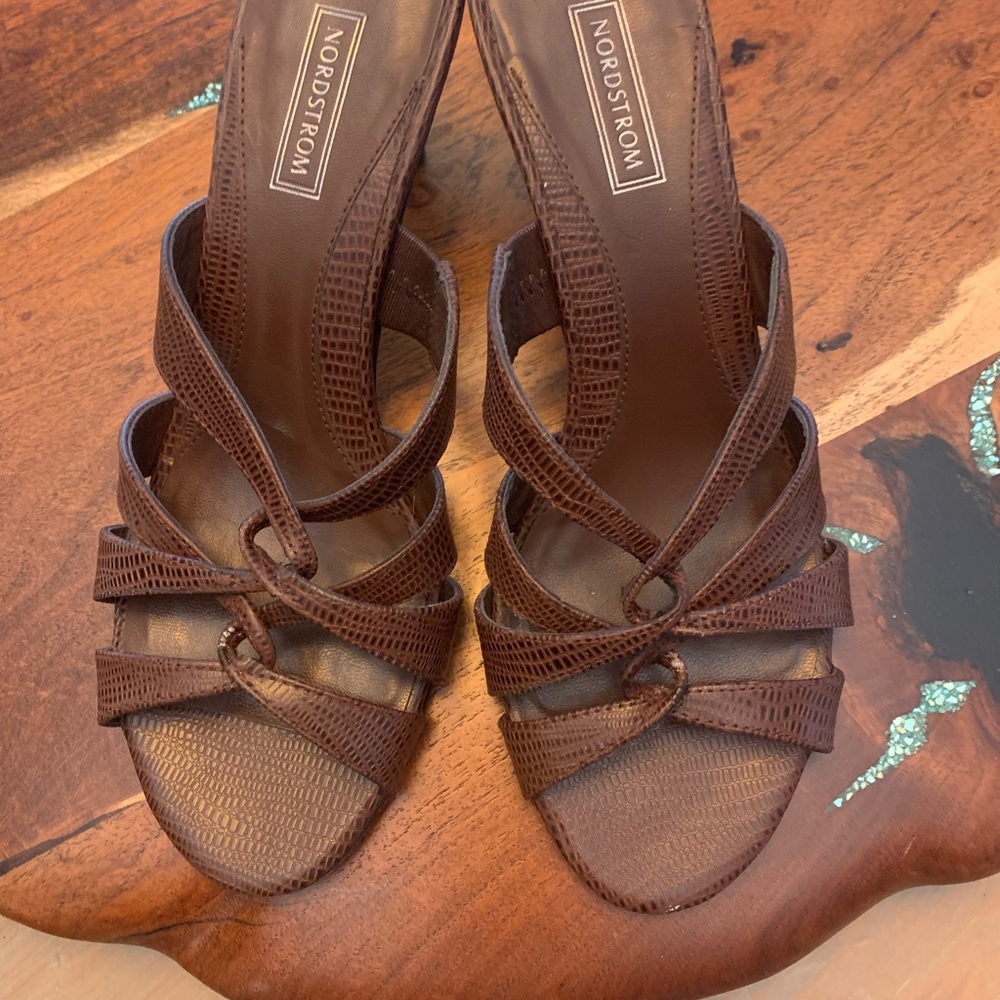Nordstrom Brown Wedge Sandals with Leather Straps